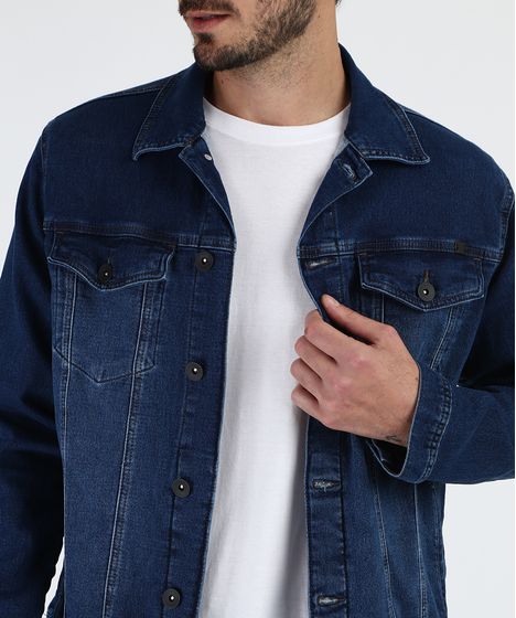 jaqueta jeans masculina azul escuro