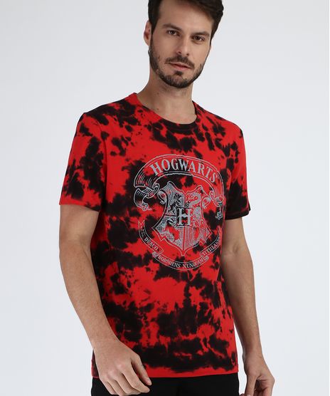 Camiseta-Masculina---Logo-Hogwards--Harry-Potter-Estampada-Tie-Dye-Manga-Curta-Gola-Careca-Vermelho-9956332-Vermelho_1