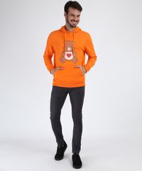 Blusao-de-Moletom-Masculino-Ursinhos-Carinhosos-com-Capuz--Laranja-9956796-Laranja_3