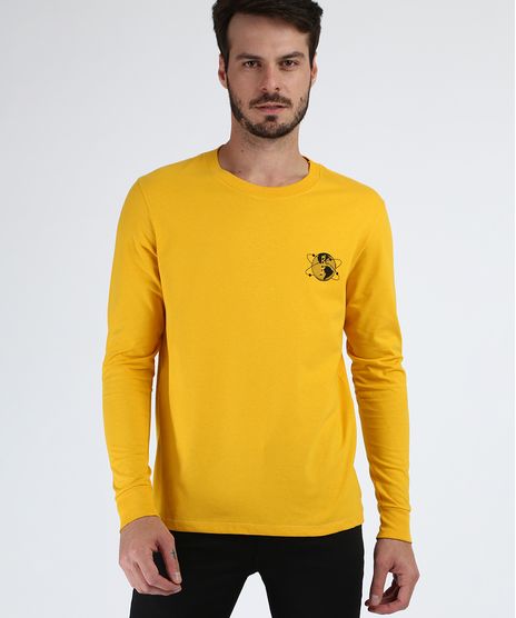 Camiseta-Masculina-Planeta-Terra-Manga-Longa-Gola-Careca-Amarela-9956887-Amarelo_1