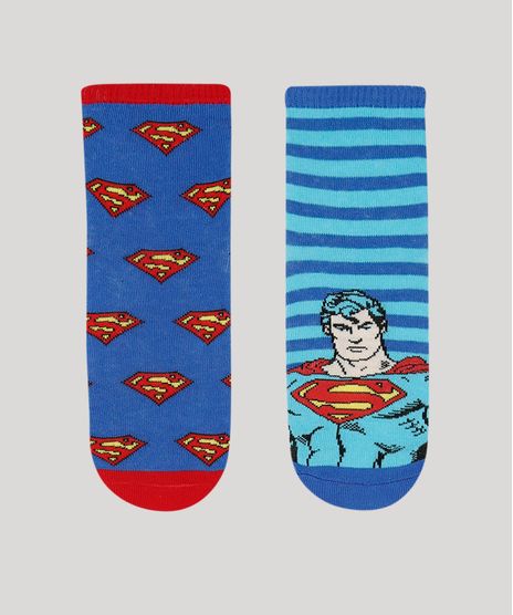 Kit-de-2-Meias-Infantis-Cano-Medio-Super-Homem-Estampadas-Azul-9932145-Azul_1