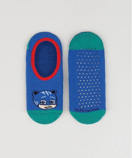 Meia-Infantil-Sapatilha-Menino-Gato-PJ-Masks-Atoalhada-com-Sola-Antiderrapante-Azul-Marinho-9932604-Azul_Marinho_1