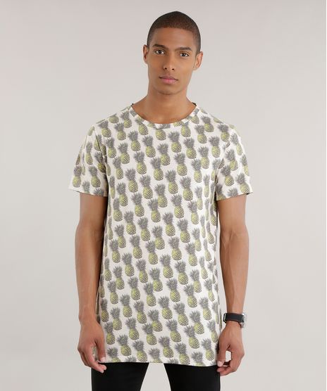 Camiseta-Longa-Estampada-de-Abacaxis-Amarelo-Claro-8705288-Amarelo_Claro_1
