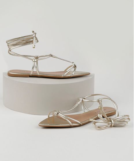 Rasteirinha-Feminino-Oneself-com-Tira-para-Amarrar-Dourado-9949558-Dourado_1