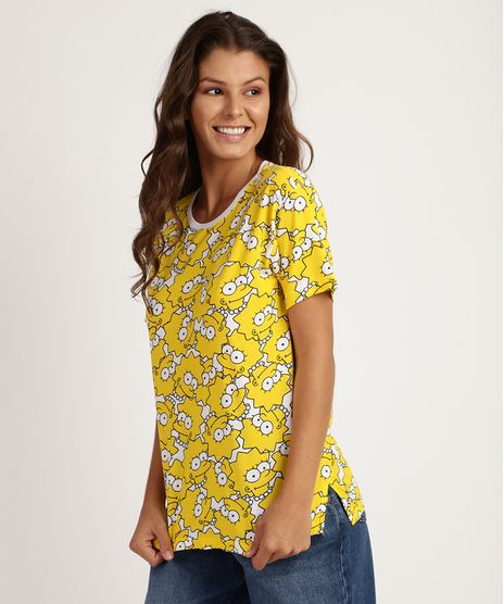 Blusa-Feminina-Estampada-Lisa-Os-Simpsons-Manga-Curta-Decote-Redondo-Amarela-9943543-Amarelo_1