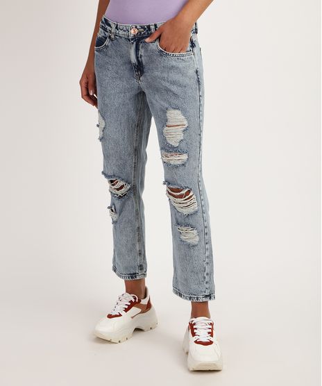 Calca-Jeans-Feminina-Boyfriend-Cintura-Media-Destroyed-Azul-9950707-Azul_1