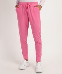 Calca-Feminina-em-Moletom-com-Cordao-e-Bolsos-Cintura-Media-Rosa-9951737-Rosa_1