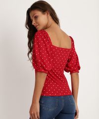 Blusa-Feminina-Estampada-de-Poa-Manga-3-4-Decote-Reto-Vermelha-9952218-Vermelho_2