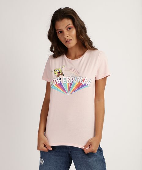 Blusa-Feminina-Bob-Esponja-Manga-Curta-Decote-Redondo-Rosa-Claro-9954139-Rosa_Claro_1
