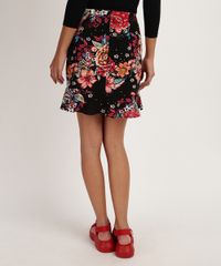 Saia-Feminina-Curta-Estampada-Floral-com-Babado-Preta-9949018-Preto_2