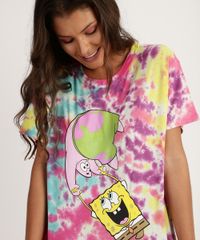 Blusa-Feminina-Bob-Esponja-Estampado-de-Tie-Dye-Manga-Curta-Decote-Redondo-Multicor-9953774-Multicor_4