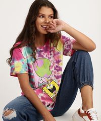 Blusa-Feminina-Bob-Esponja-Estampado-de-Tie-Dye-Manga-Curta-Decote-Redondo-Multicor-9953774-Multicor_5