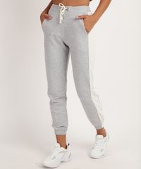 Calca-de-Moletom-Feminina-Reta-Cintura-Alta-com-Cadarco-e-Bolsos-Cinza-Mescla-9956350-Cinza_Mescla_1