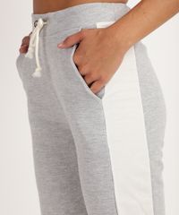 Calca-de-Moletom-Feminina-Reta-Cintura-Alta-com-Cadarco-e-Bolsos-Cinza-Mescla-9956350-Cinza_Mescla_4