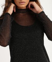 Vestido-de-Tule-Feminino-Curto-com-Brilho-Manga-Longa-Gola-Alta-Preto-9945932-Preto_4