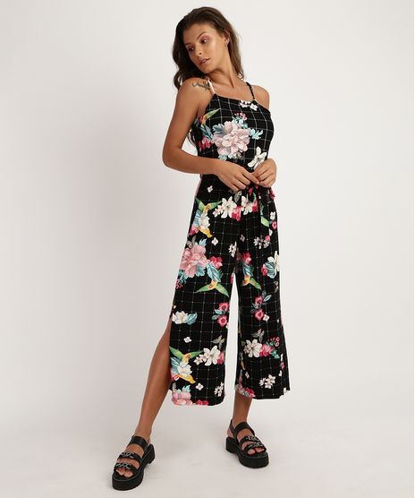 Macacao-Feminino-Pantacourt-Estampado-Floral-Alca-Fina-com-Faixa-para-Amarrar-Preto-9947108-Preto_1