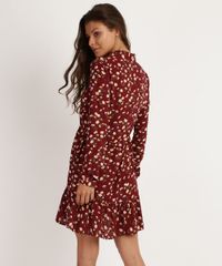 Vestido-Feminino--Curto-Estampado-Floral-Manga-Longa-com-Babados-Vermelho-Escuro-9948486-Vermelho_Escuro_2