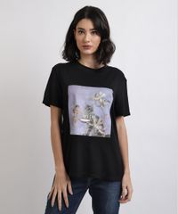 Blusa-Feminina-Gato-e-Anjos-Manga-Curta-Decote-Redondo--Preta-9953061-Preto_1