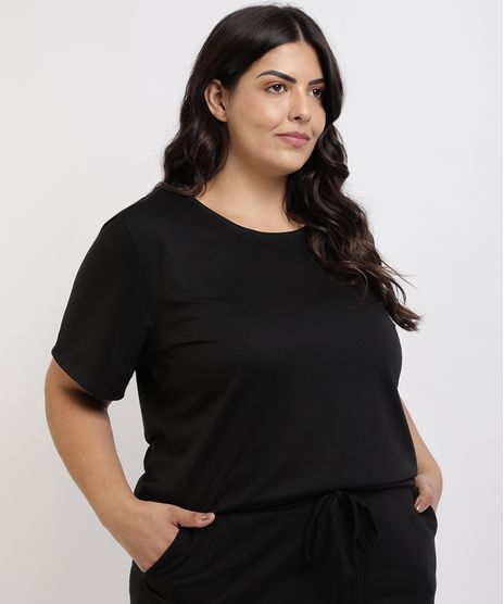 Pijama-Feminino-Mindset-Plus-Size-em-Moletinho-Blusa-Manga-Curta-Preto-9958326-Preto_1