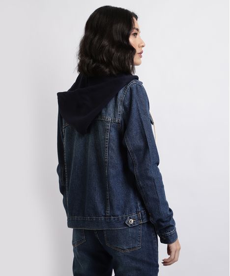 jaqueta jeans com capuz feminina