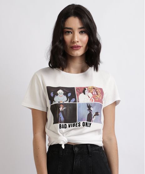 Blusa-Feminina-Vilas-da-Disney--Bad-Vibes-Only--Manga-Curta-Decote-Redondo-Branca-9947864-Branco_1