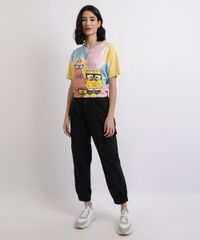 Blusa-Feminina-Bob-Esponja-Estampada-Tie-Dye-Manga-Curta-Decote-Redondo-Multicor-9953770-Multicor_3