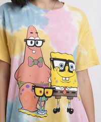 Blusa-Feminina-Bob-Esponja-Estampada-Tie-Dye-Manga-Curta-Decote-Redondo-Multicor-9953770-Multicor_4