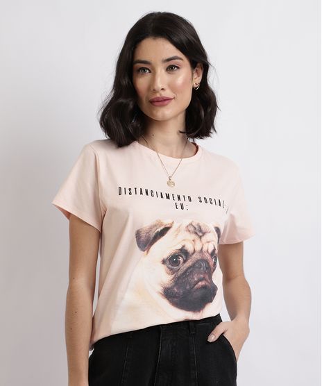 Blusa-Feminina-Cachorro--Distanciamento-Social--Manga-Curta-Decote-Redondo-Rosa-9954315-Rosa_1