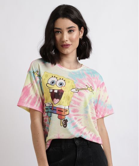 Blusa-Feminina-Tie-Dye-Bob-Esponja-Manga-Curta-Decote-Redondo-Multicor-9955904-Multicor_1