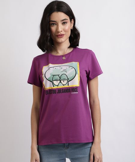 Blusa-Feminina-Lula-Molusco-Bob-Esponja-Manga-Curta-Decote-Redondo-Roxa-9953767-Roxo_1
