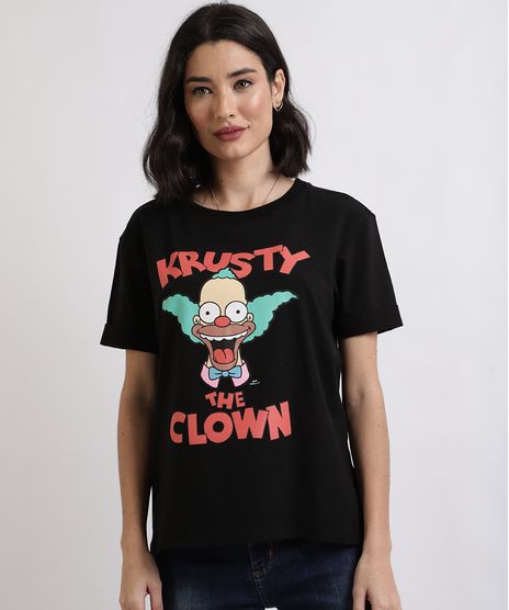 Blusa-Feminina-Palhaco-Krusty-do-Simpsons-Manga-Curta-Decote-Redondo-Preta-9943540-Preto_1