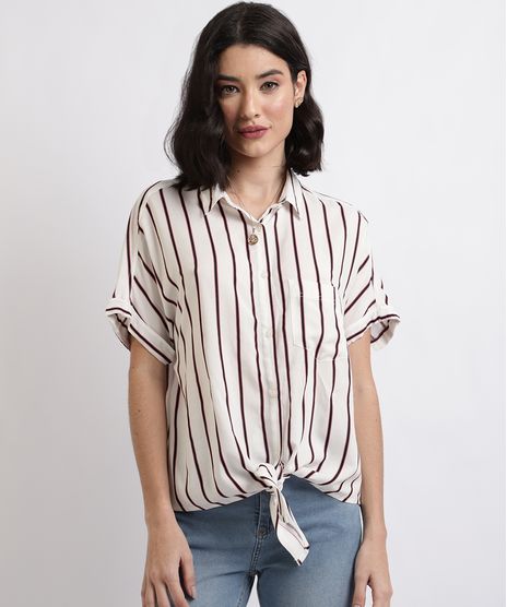 Camisa-Feminina-Listrada-com-Bolso-e-No-Manga-Curta-Branca-9807197-Branco_1