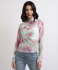 Blusa-Feminina-em-Tule-Estampada-Tie-Dye-Manga-Longa-Gola-Alta-Multicor-9956341-Multicor_1