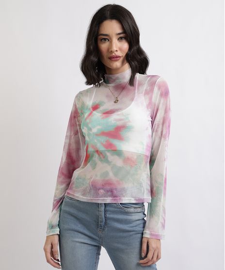 Blusa-Feminina-em-Tule-Estampada-Tie-Dye-Manga-Longa-Gola-Alta-Multicor-9956341-Multicor_1