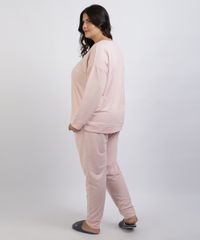 Pijama-de-Moletom-Feminino-Plus-Size-Blusa-Manga-Curta-Decote-Redondo-Rosa-Claro-9955854-Rosa_Claro_2