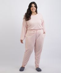 Pijama-de-Moletom-Feminino-Plus-Size-Blusa-Manga-Curta-Decote-Redondo-Rosa-Claro-9955854-Rosa_Claro_3