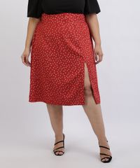 Saia-Feminina-Plus-Size-Midi-Estampada-Floral-com-Fenda-Vermelha-9957742-Vermelho_1
