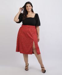 Saia-Feminina-Plus-Size-Midi-Estampada-Floral-com-Fenda-Vermelha-9957742-Vermelho_3