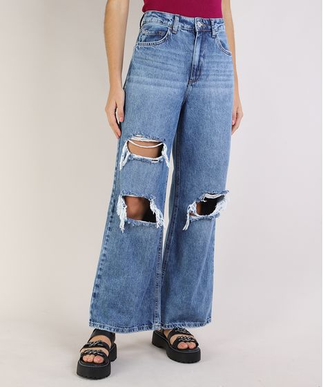 calça pantalona jeans