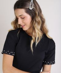 Blusa-Feminina-com-Aplicacao-de-Perolas-Manga-Curta-Decote-Redondo-Preta-9946723-Preto_4