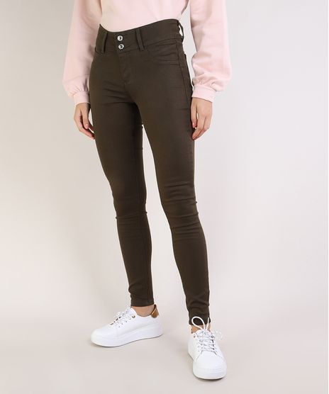 Calca-de-Sarja-Feminina-Super-Skinny-Pull-Up-Cintura-Media-Verde-Escuro-9933560-Verde_Escuro_1