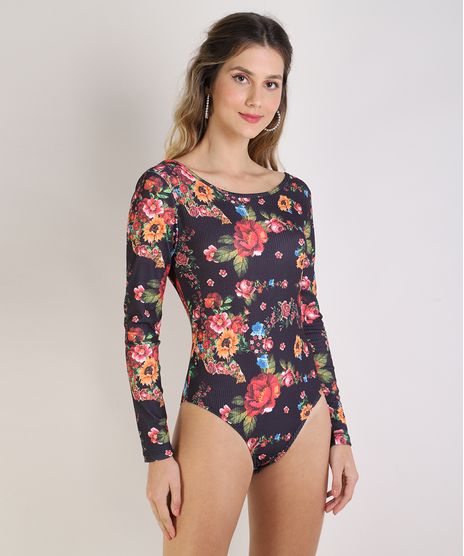 Body-Feminino-Estampado-Floral-Canelado-Manga-Longa-Decote-Redondo-Preto-9947446-Preto_1