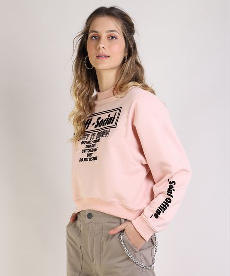 Blusao-de-Moletom-Feminino--Off-Social--Flocado-Manga-Bufante-Gola-Alta-Rose-9952292-Rose_1