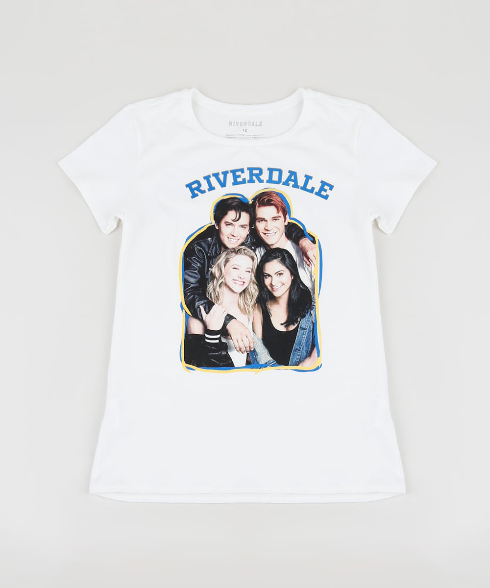 Blusa Juvenil Riverdale Manga Curta Off White