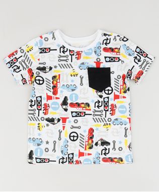 Camiseta-Infantil-Carros-Estampada-com-Bolso-Manga-Curta-Gola-Careca-Branca-9954134-Branco_1