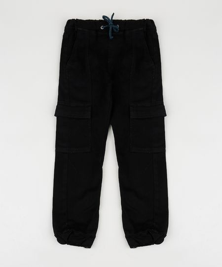 Calca-de-Sarja-Infantil-Cargo-com-Bolsos-Preta-9959708-Preto_1