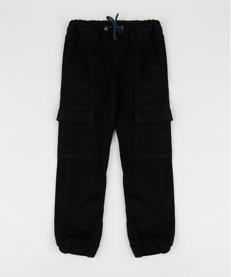 Calca-de-Sarja-Infantil-Cargo-com-Bolsos-Preta-9959708-Preto_1