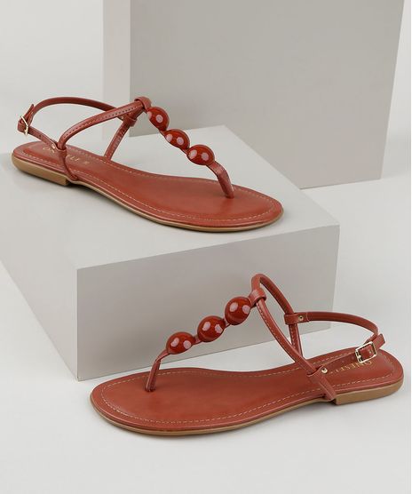 Rasteirinha-Feminino-Oneself-com-Aviamento-de-Esfera-Marrom-9906515-Marrom_1
