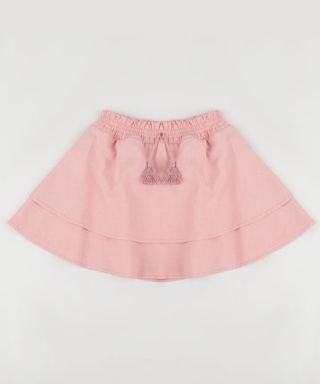 Saia-com-Linho-Infantil-Curta-com-Cordao-Rosa-Claro-9944838-Rosa_Claro_1