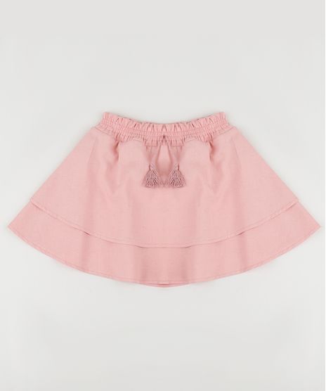 Saia-com-Linho-Infantil-Curta-com-Cordao-Rosa-Claro-9944838-Rosa_Claro_1